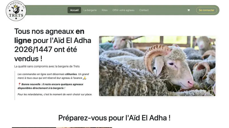 Page d'accueil du site de La Bergerie de Trets