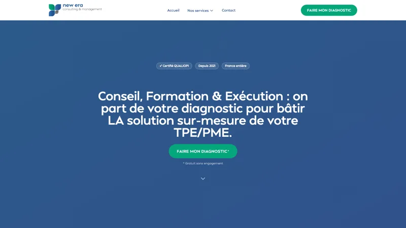 Page d'accueil du site New Era Consulting & Management